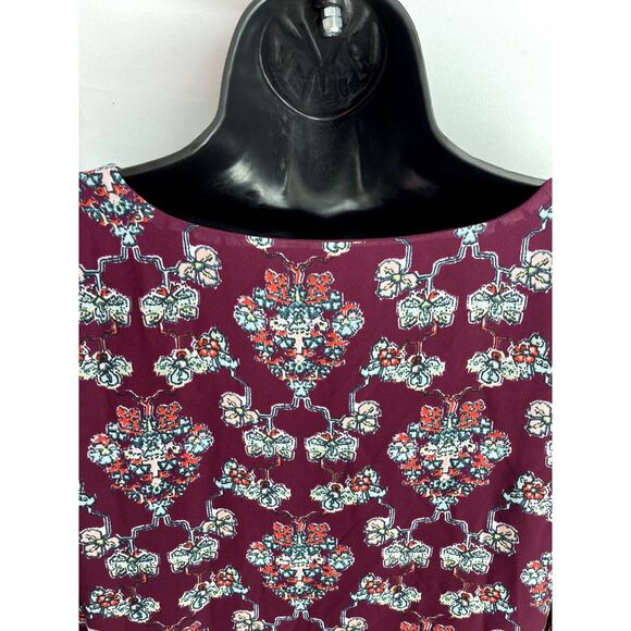 Tularosa Tunic Dress Top Eggplant Floral Bell Sleeve Ruffle Size S Romantic - Picture 6 of 11